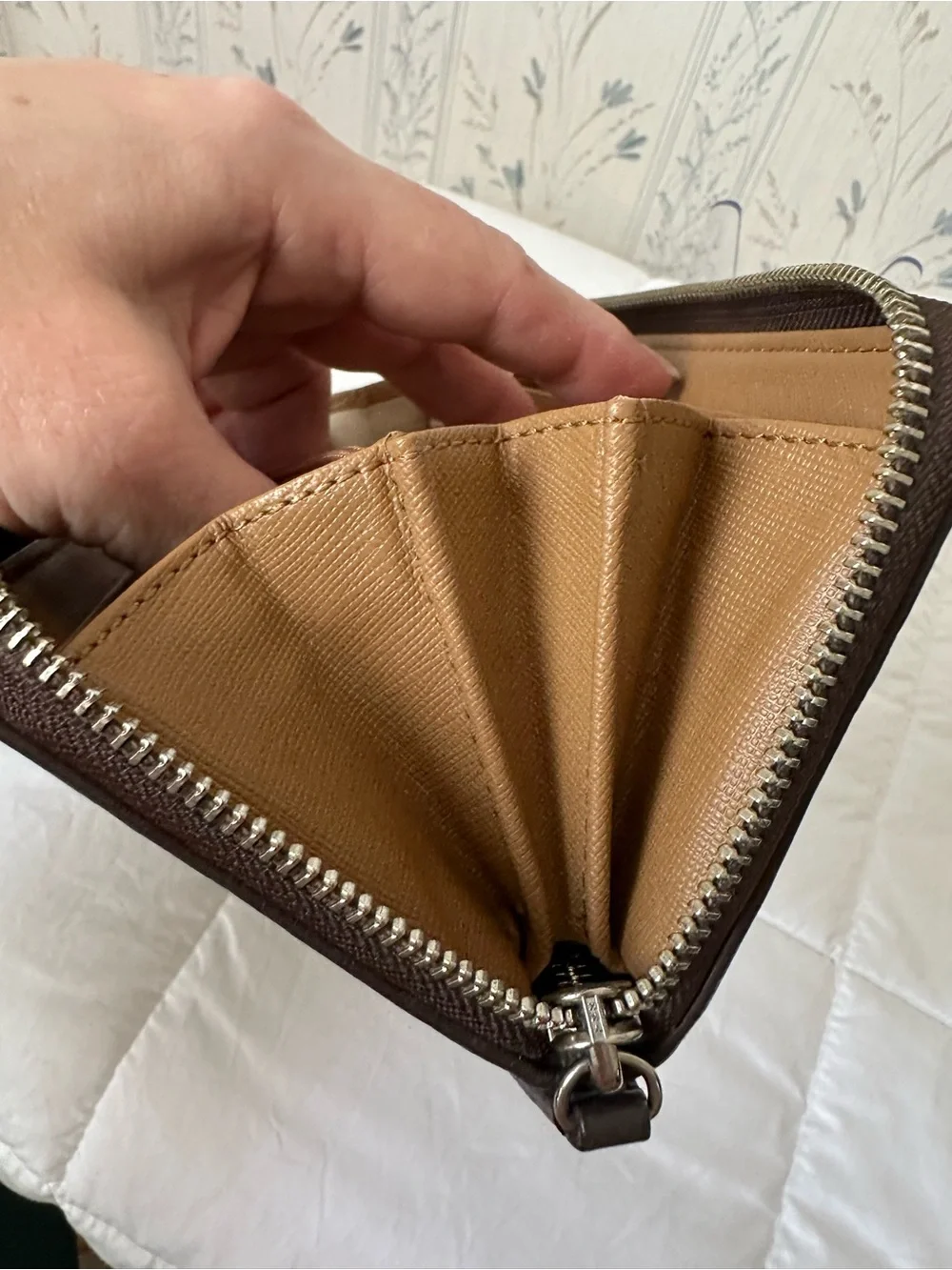 Coach Brown Signature Canvas Zip Wallet